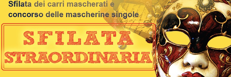 Sabato 21 Febbraio alle ore 15.00 Sfilata Straordinaria dei carri mascherati