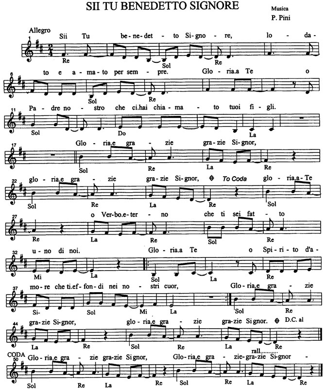 Benedetto Sei Tu Signore Testo Canzoni